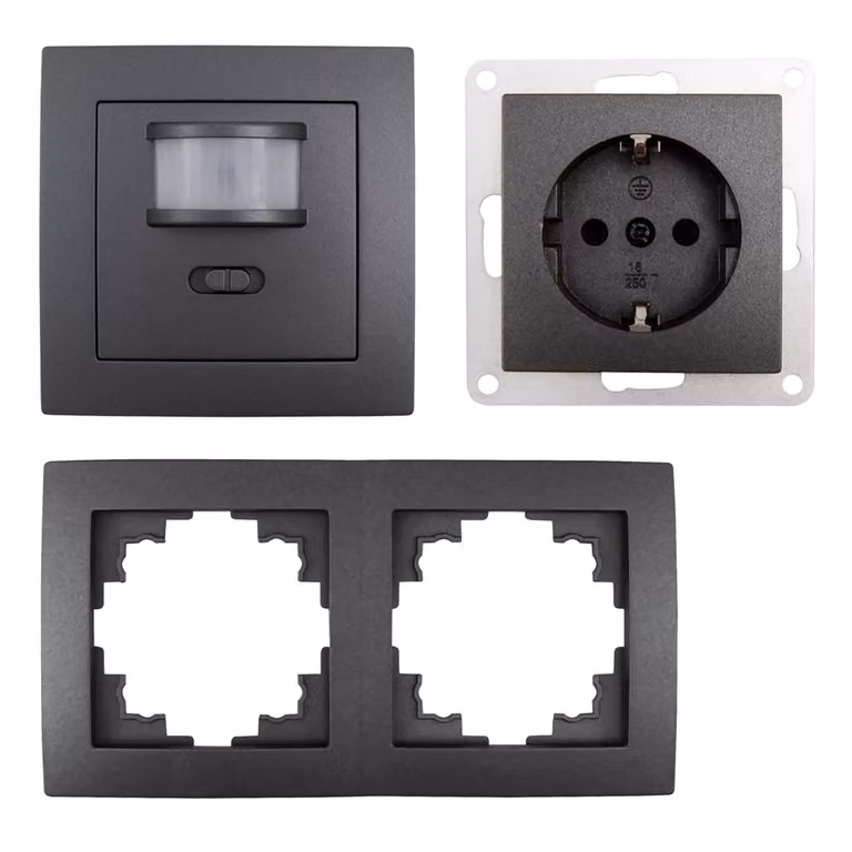 Set di interruttori e prese McPower Flair "PIR", antracite, opaco, 3 pezzi