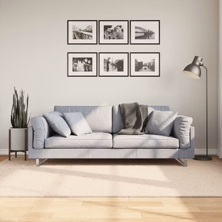 vidaXL Tappeto a Pelo Corto HUARTE Beige, Lavabile e Antiscivolo, L: 160 cm, P: 230 cm