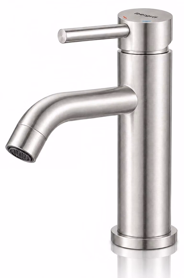 Rubinetto per lavabo - Monocomando - Acciaio inossidabile - Grigio - Vetroceramica ad alta resistenza