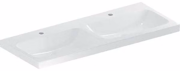 Geberit iCon Light lavabo double, 120 cm x 48 cm, avec 2 trous pour robinets, sans trop-plein,501838, 501.838.00.5, 501.838.00.5