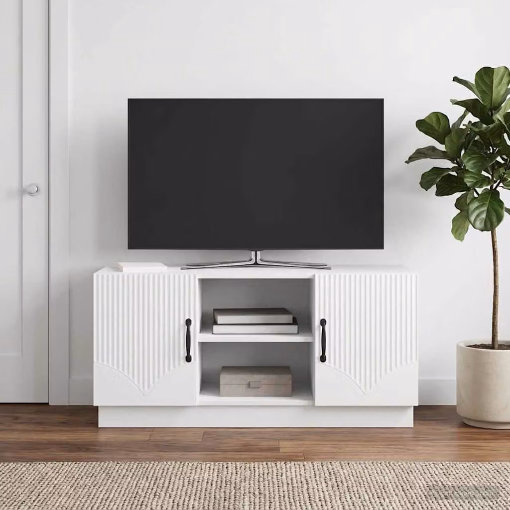 Mobile TV moderno vidaXL Bianco in legno ingegnerizzato L 102 x P 34,5 x H 47 cm
