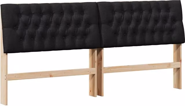 Testata imbottita moderna in pino massello colore nero per camera da letto, larghezza 200 cm – 1