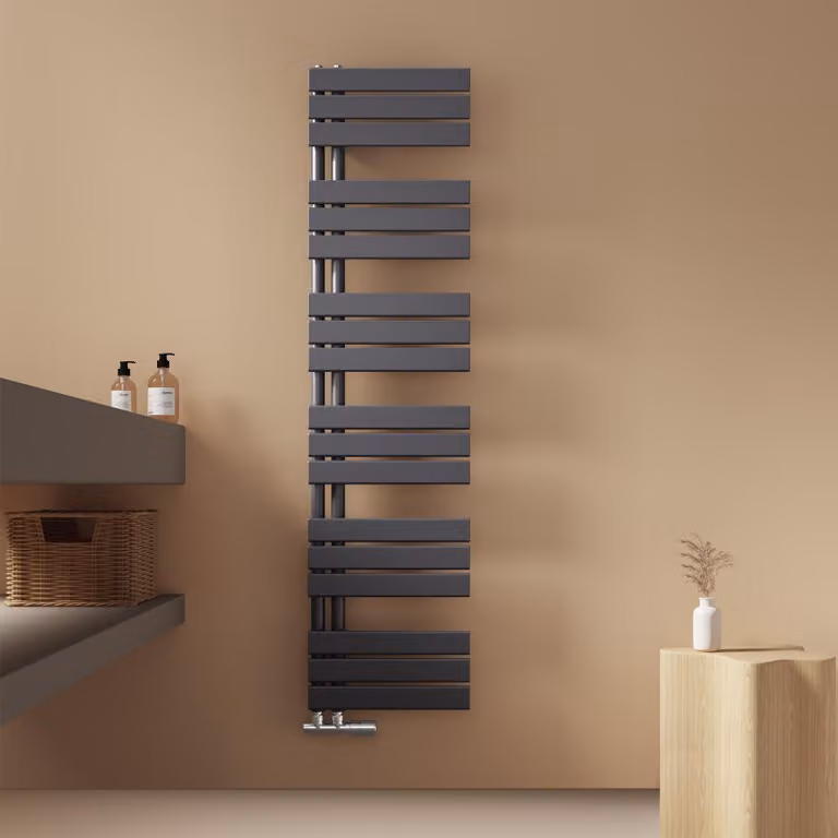 Scaldasalviette EMKE Radiatore da bagno Radiatore a pannello Attacco laterale Montaggio a parete Acqua calda 1599 x 400 mm Antracite senza elemento riscaldante