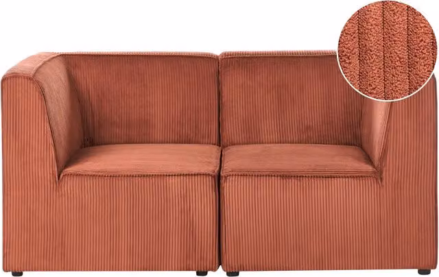 Divano modulare a 2 posti BELIANI in velluto a coste marrone dorato arancio con stile moderno e design reversibile – 1