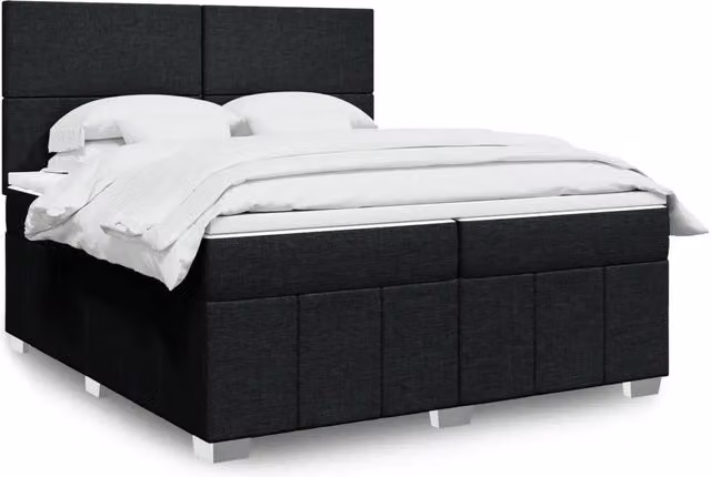 Letto Ibrido vidaXL con Materasso a Molle e Schiuma, Colore Nero e Bianco, L/P: 200 x 200 cm – 1