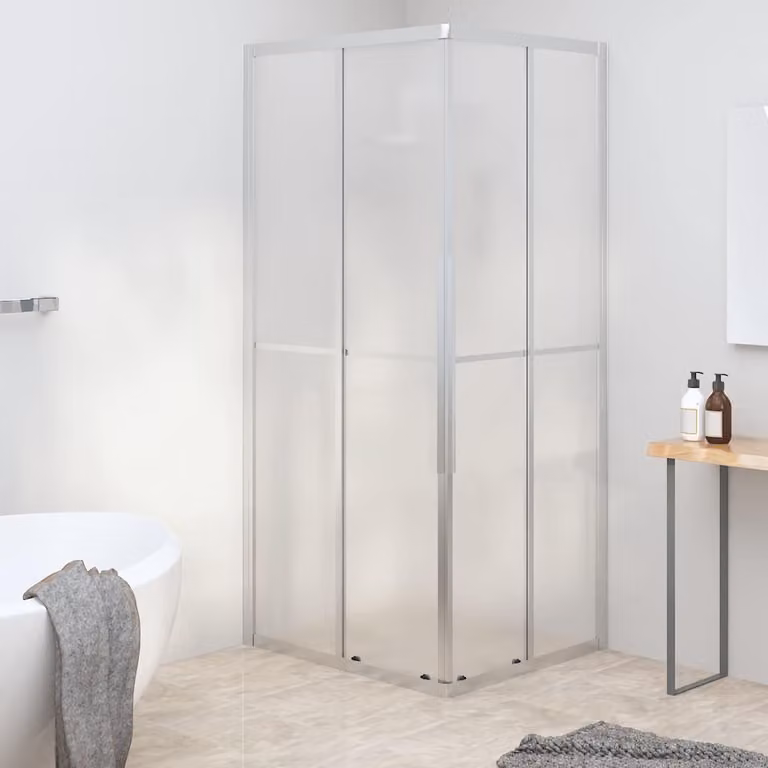 Cabina Doccia Angolare vidaXL in Vetro ESG Smerigliato con Apertura Scorrevole, L/P/H: 90 x 70 x 180 cm