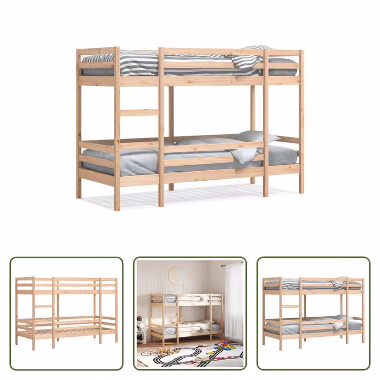 The Living Store Letto a castello 90x190 cm in legno di pino massiccio