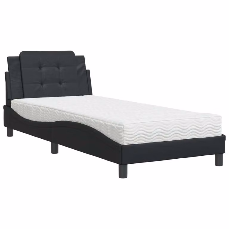 Giroletto senza Materasso Zadar Nero 90x200 cm in Pelle finta