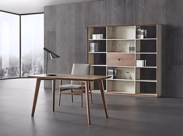 Büro Set Tisch Stuhl Regal Holz Garnitur Schreib Tische Designer Office Italien