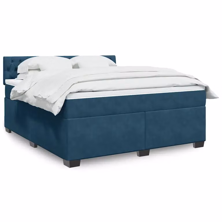 vidaXL Giroletto a Molle con Materasso Blu 180x200 cm in Velluto