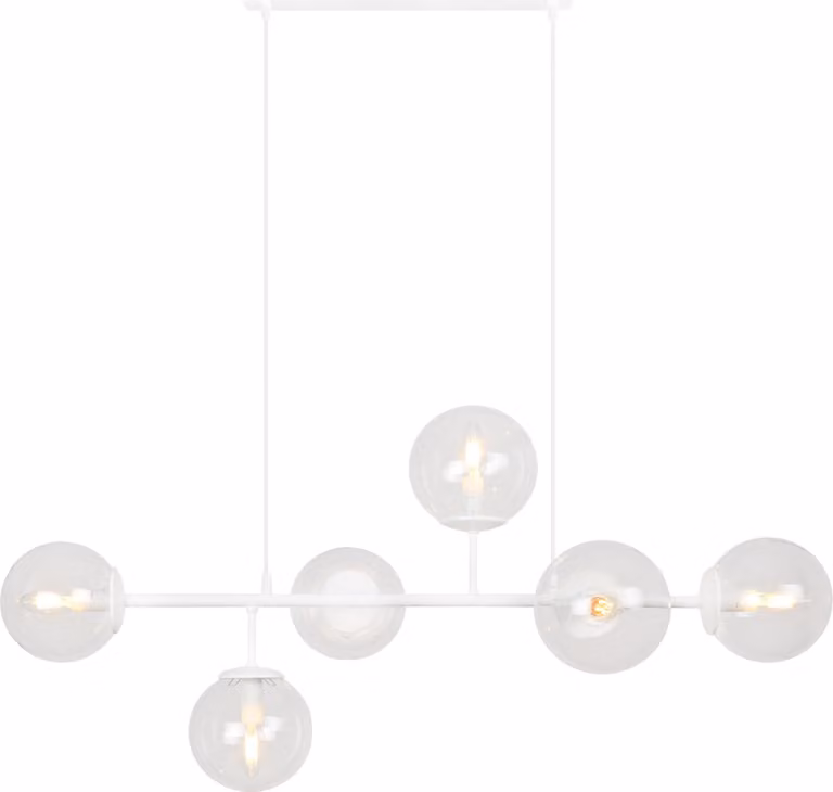 Plafoniera Siena bianco 6 luci vetro beige E14 bracci lunghi