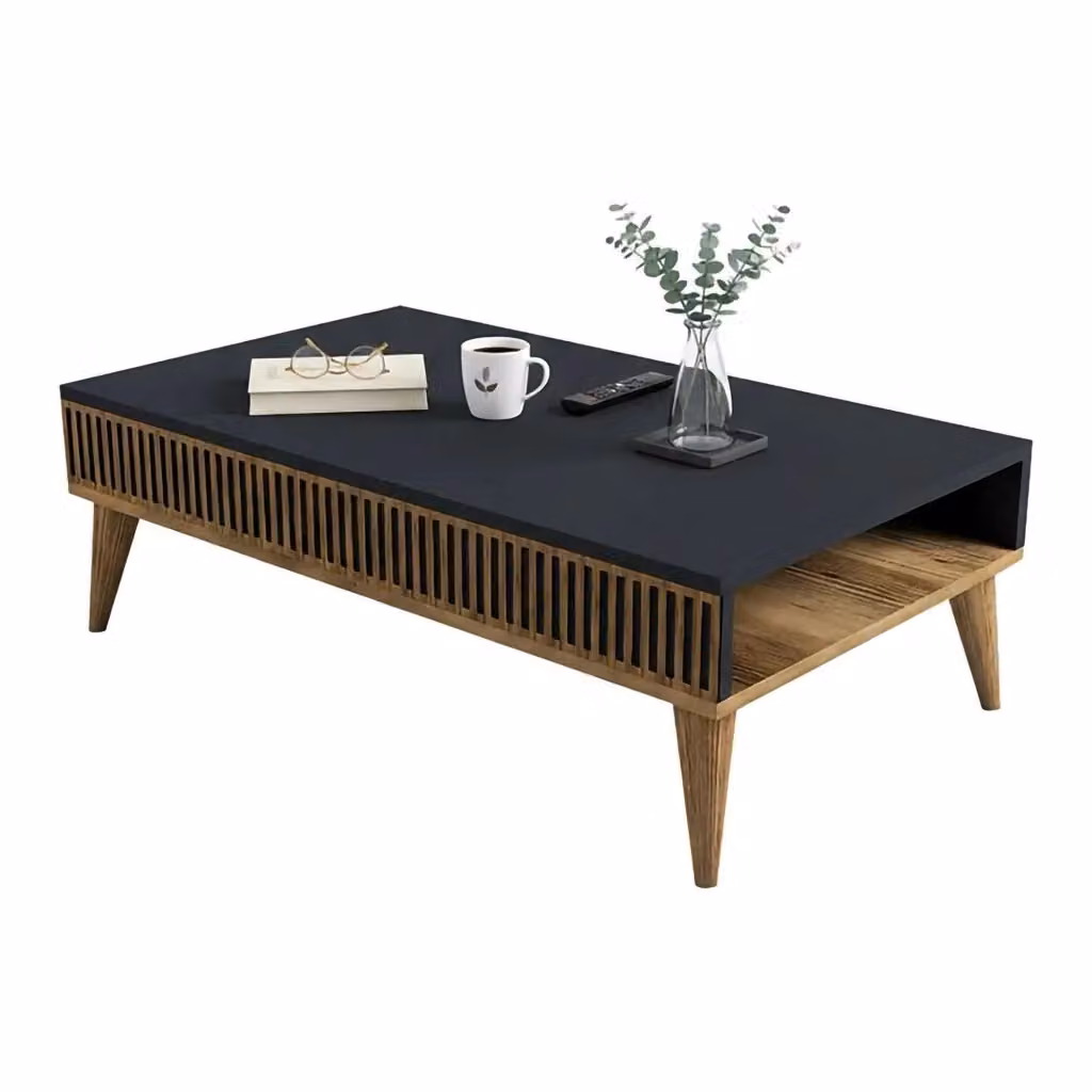 Tavolino da salotto Atrani DMORA moderno in noce e antracite L: 105 cm, P: 60 cm, H: 35 cm – 2