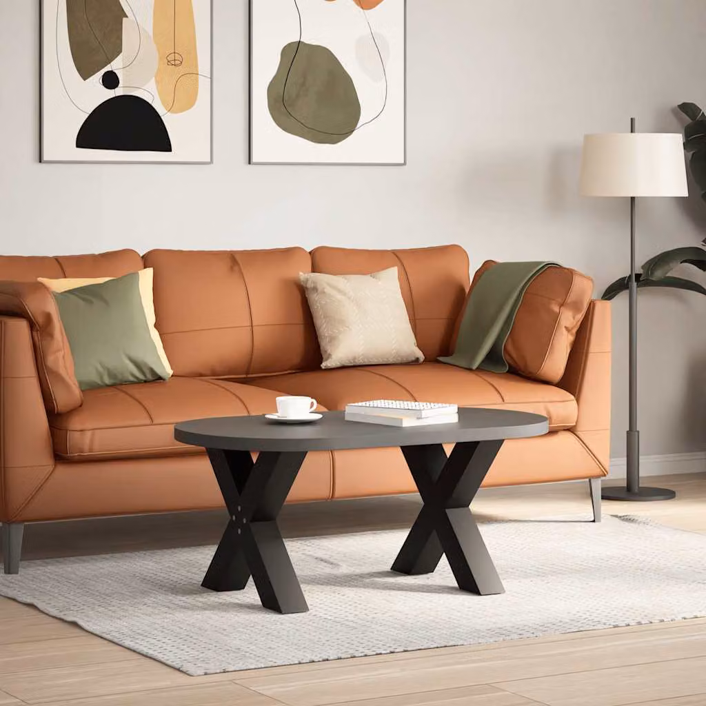 vidaXL Gambe per Tavolino da Caffè a Forma di X 2 pz Nere 50x(42-43)cm