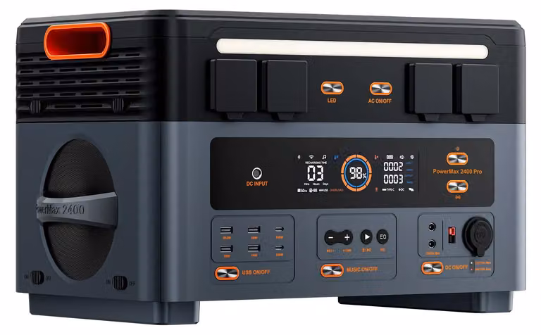Centralina portatile - PowerMax 2400Pro - 2016 Wh - Batteria LiFePO4 - 2400 W - Prese da 220 V (standard europeo) - Gruppo di continuità (UPS) - Ideale per la casa, il camper e il campeggio