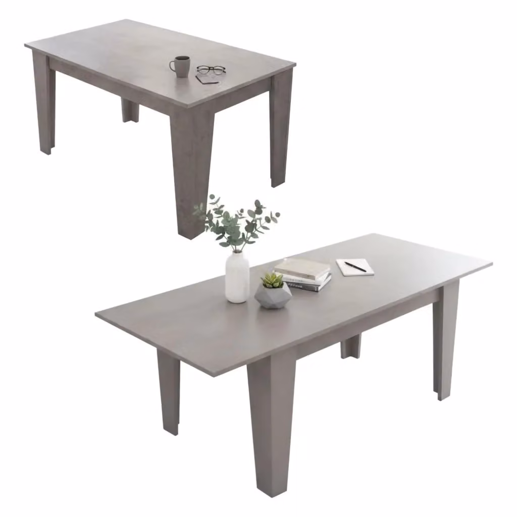 Tavolo allungabile moderno DMORA Salmour, rettangolare, grigio, L: 200 cm, P: 88 cm, H: 78 cm – 2