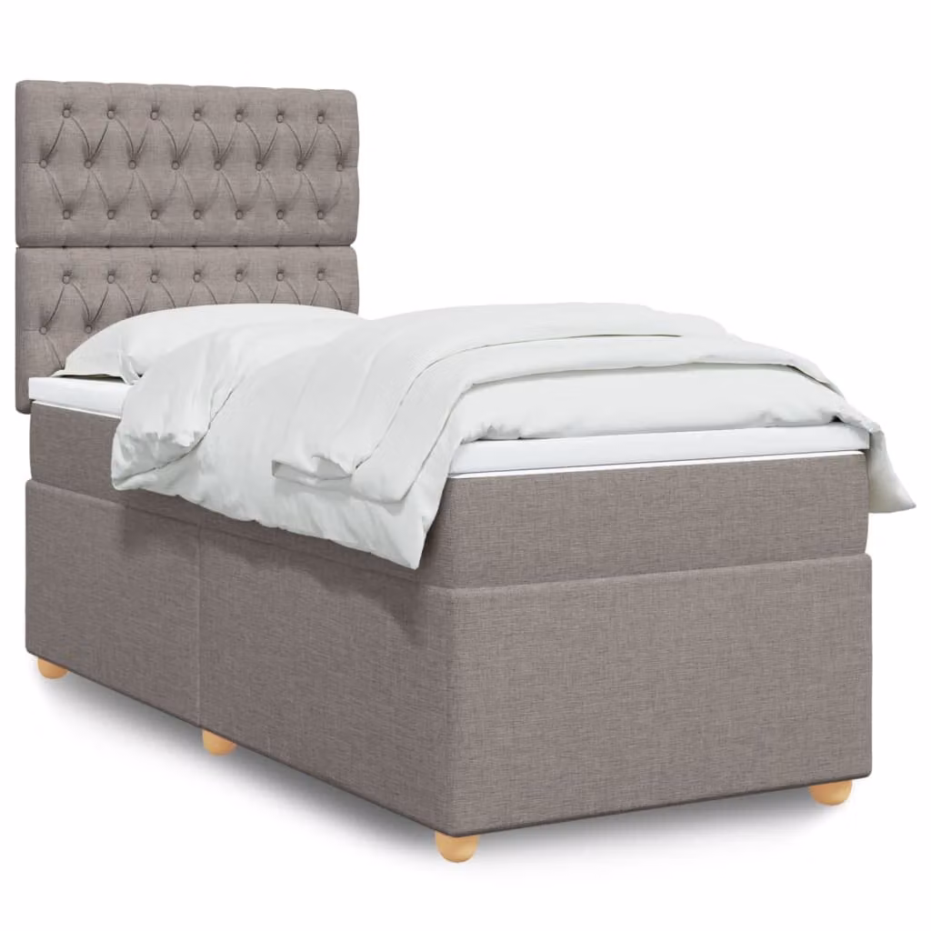 vidaXL Giroletto a Molle con Materasso Ibrido in Tessuto Tortora L/P/H: 80 x 200 cm