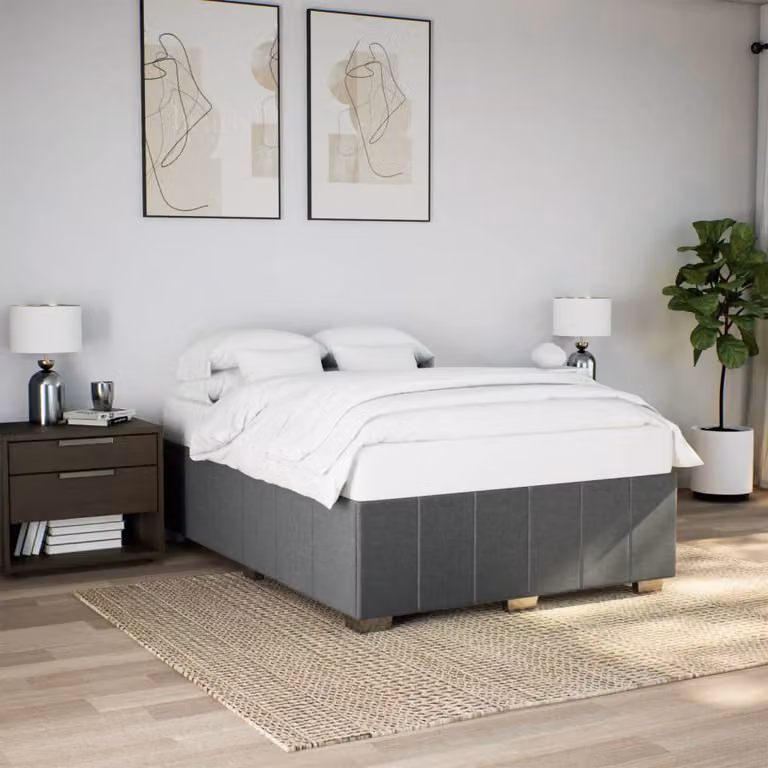 vidaXL Giroletto senza Materasso in Tessuto Grigio L: 160 cm, P: 200 cm
