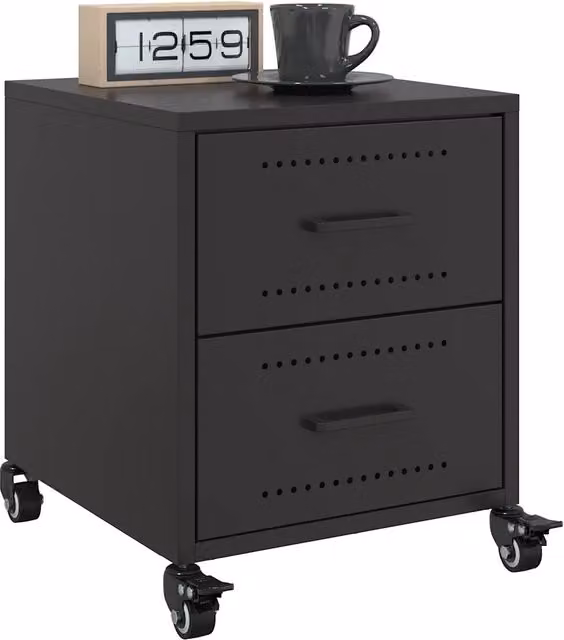 Set di 2 comodini moderni Design Mania in metallo nero opaco L/P/H: 36 x 39 x 43,5 cm – 1