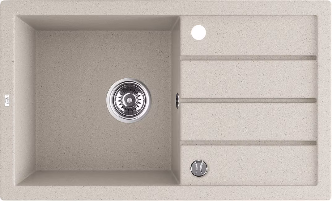 Lavello di design in granito a 1 vasca con scolapiatti Beige