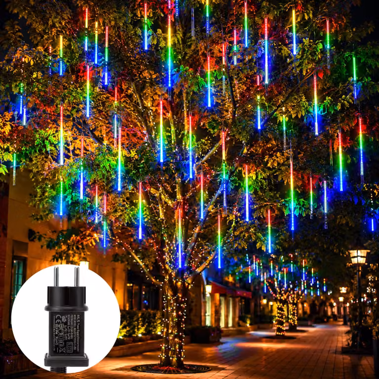 Catena luminosa a LED per decorazioni natalizie, modello "4M Meteorschauer", con 288 LED. Ideale per decorare finestre, balconi, giardini, grondaie, per Natale, Halloween e per creare un'atmosfera invernale. Colore: multicolore