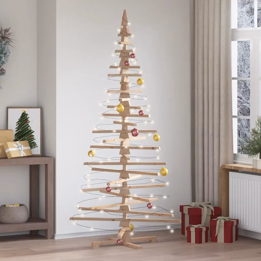 vidaXL Albero di Natale Decorativo in Legno 210 cm Legno Massello Pino