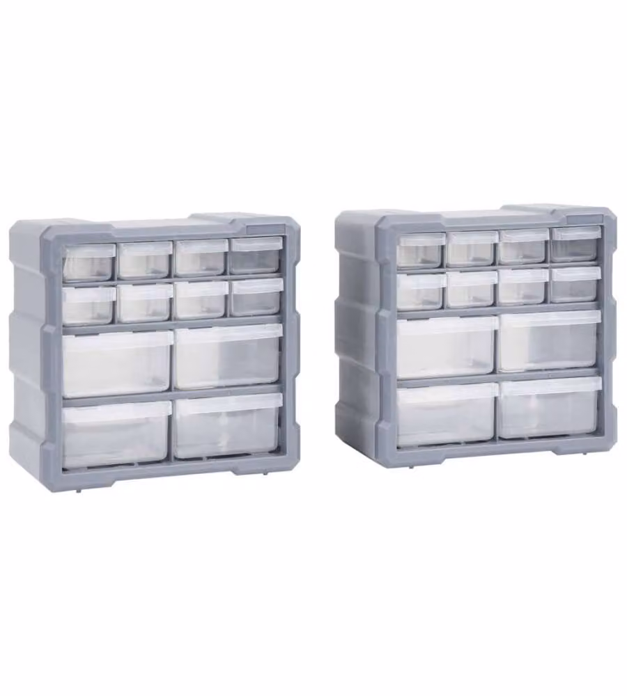 Mobili Contenitori con 12 Cassetti 2 pz 26,5x16x26 cm