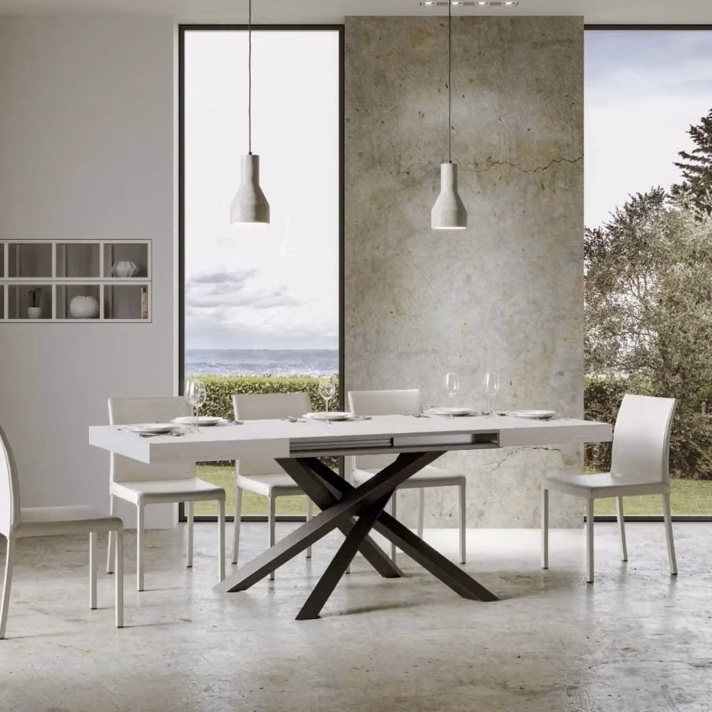 Tavolo allungabile moderno Itamoby in finitura bianco frassino con telaio antracite L/P/H: 180 x 90 cm estensibile fino a 440 cm – 2