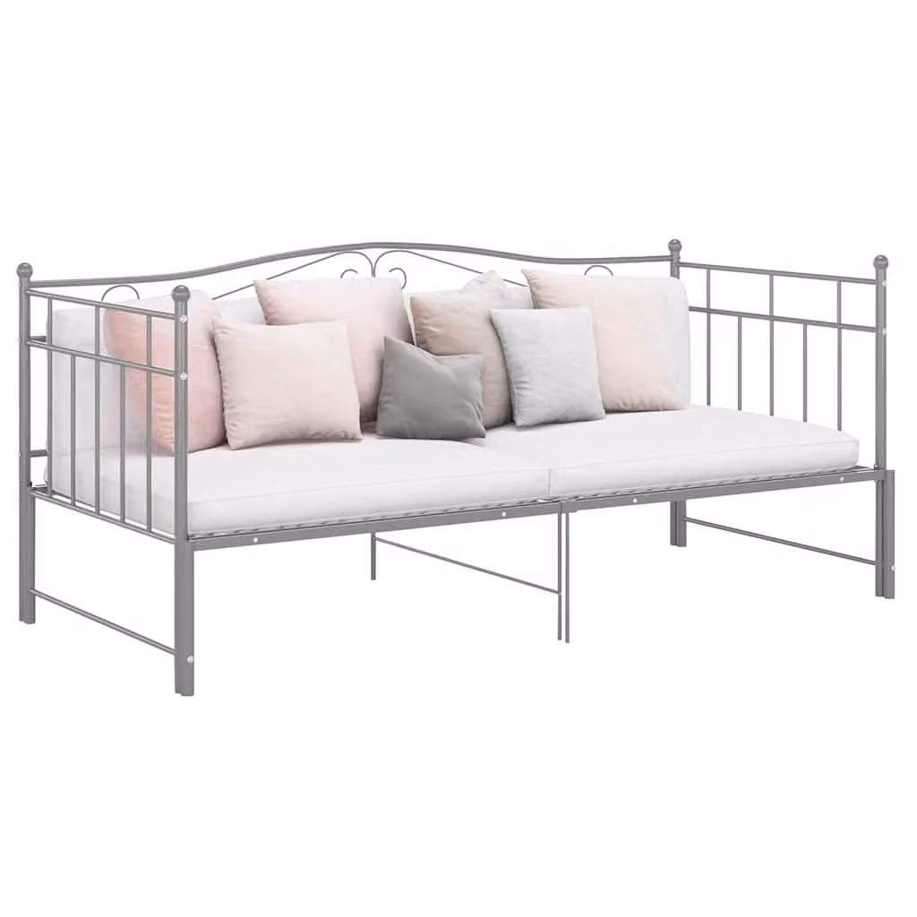 vidaXL Telaio Divano Letto Estraibile in Metallo Grigio L 90 x P 200 cm