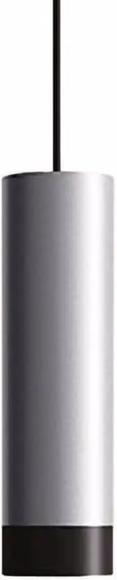Lampada a sospensione LED Tubotto Zafferano in alluminio nero e argento, luce calda 3000K, dimmabile, design cilindrico minimalista