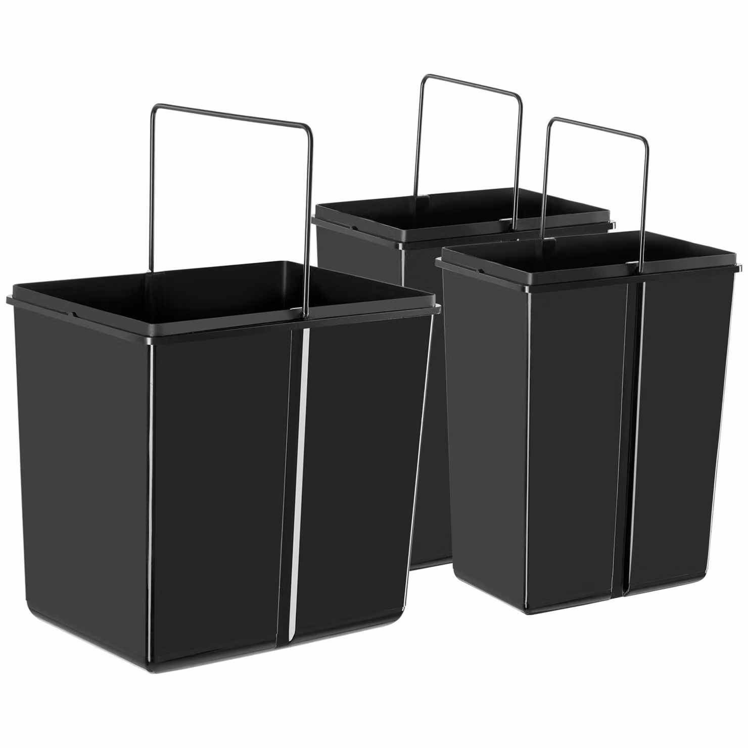 Raccoglitore di rifiuti Ashlyn tectake con separazione a 3 vie, 31L, guide telescopiche, nero