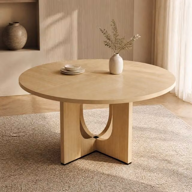 Tavolo da pranzo rotondo REDOM in MDF laminato colore marrone stile scandinavo Diametro: 120 cm – 1