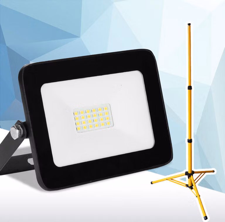 Jopassy 20W LED proiettore da costruzione Proiettore a treppiede Proiettore da esterno Luce da lavoro Proiettore da costruzione IP66 Impermeabile Bianco caldo