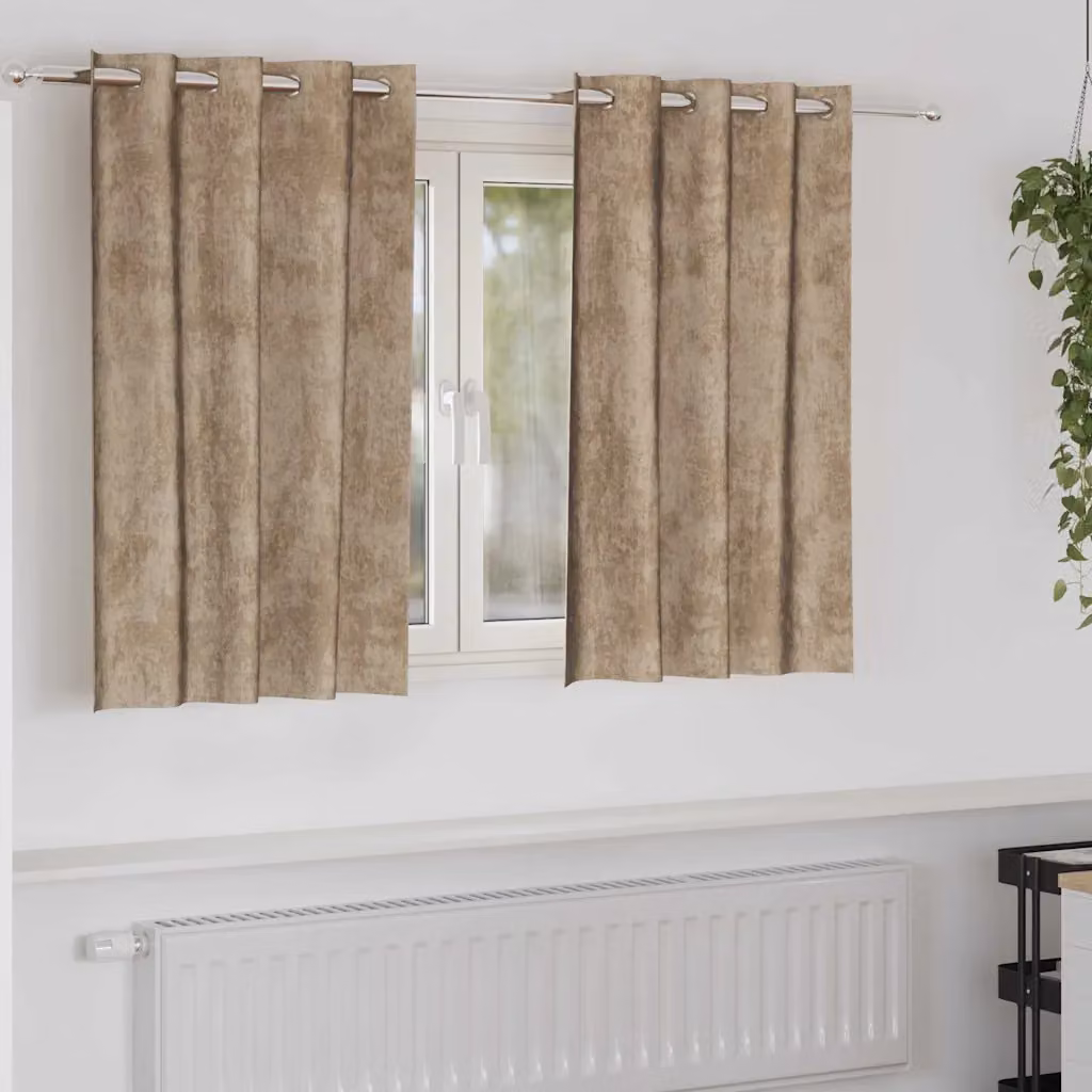 Set di 2 tende in velluto vidaXL beige, oscuranti e termoisolanti, L: 140 cm x H: 140 cm