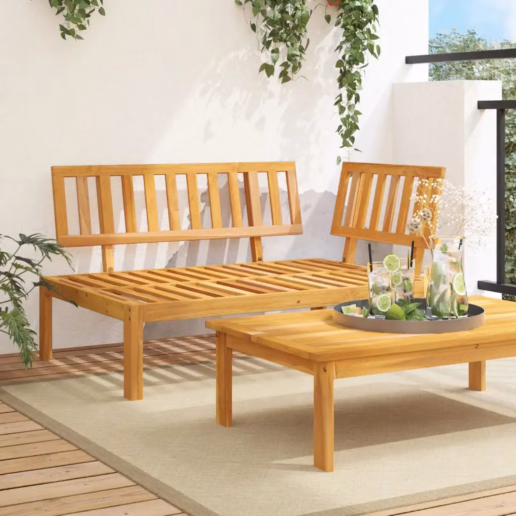vidaXL Divano Angolare da Giardino in Legno di Acacia Marrone