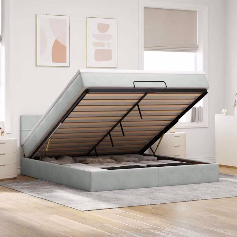 vidaXL Struttura Letto con Materasso e Contenitore a Sollevamento in Velluto L: 180 cm, P: 200 cm, H: 88 cm