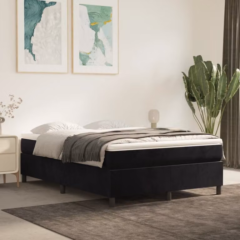 Maison Exclusive - Struttura Letto a Rete a Molle Nero 140x200 cm in Velluto