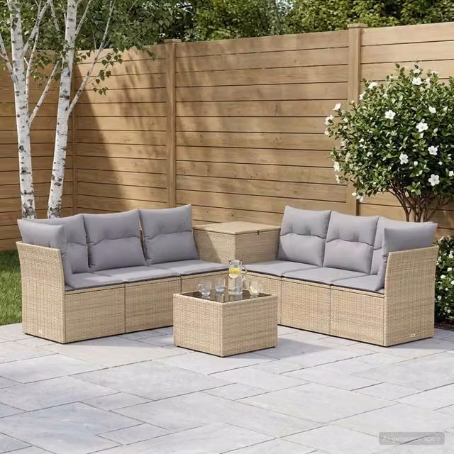 Set di divani 8 pz Beige e Grigio Chiaro 55 x 55 x 37 cm 3448285