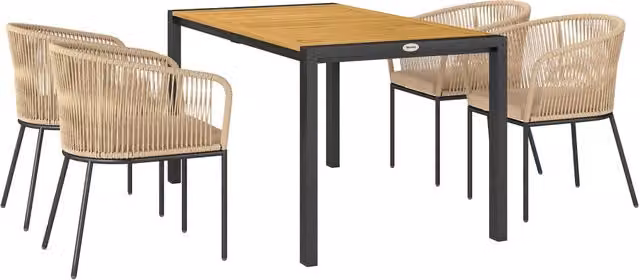 Set Giardino 5 Pezzi con Tavolo e Sedie ¨C Zephmum ¨C Polyrattan Grigio Antracite