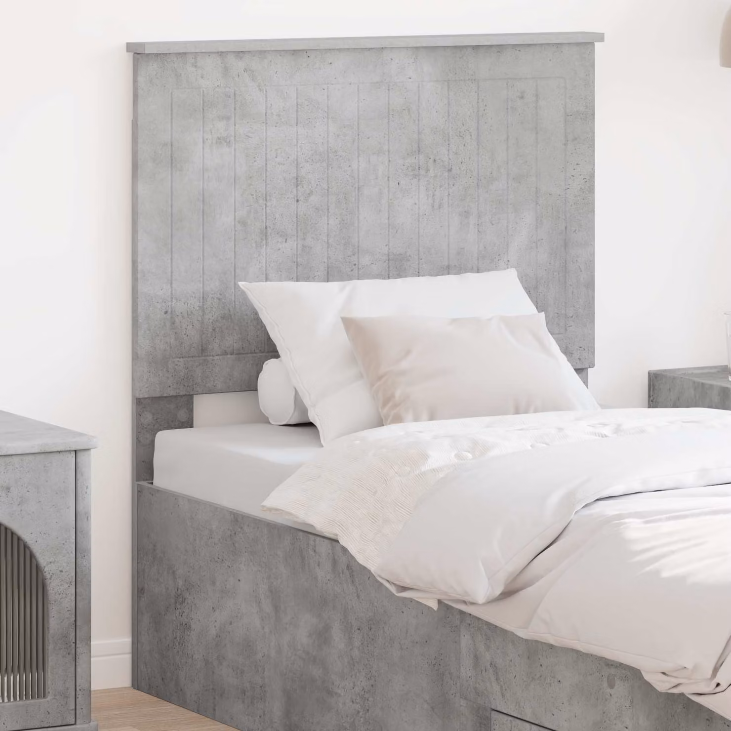 Testiera per letto moderna vidaXL in legno ingegnerizzato grigio cemento opaco