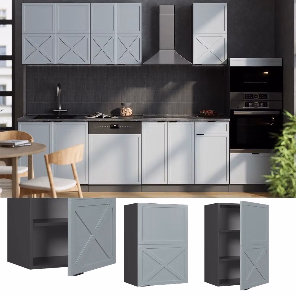 Pensile da cucina moderno Vicco Fame-Line Blu-grigio chiaro/Antracite L: 50 cm – 2