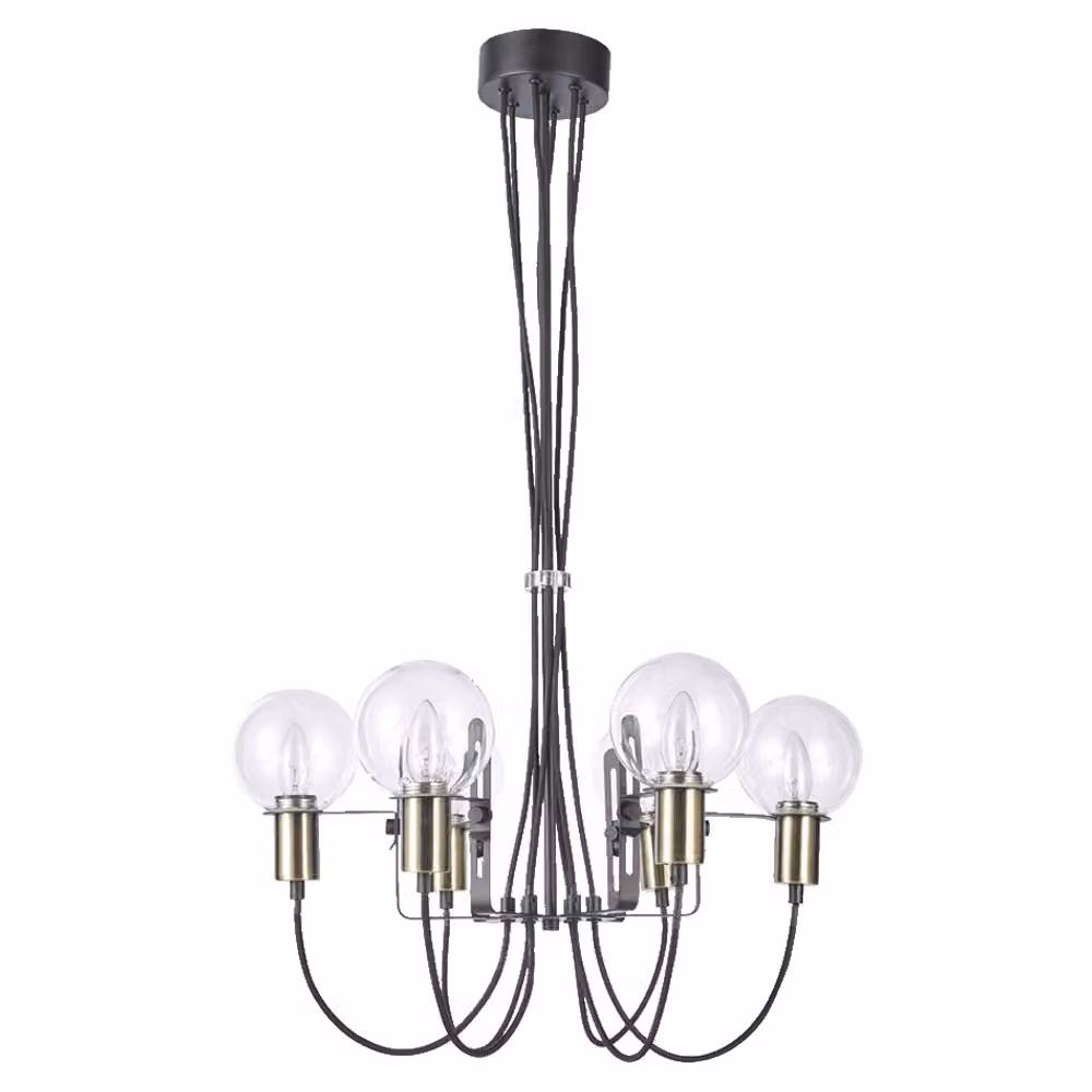 Lampada a sospensione ABRAZO 6xE14/40W, ottone satinato/chiaro, Ø: 61 H: 100 cm, attacco E14, dimmerabile