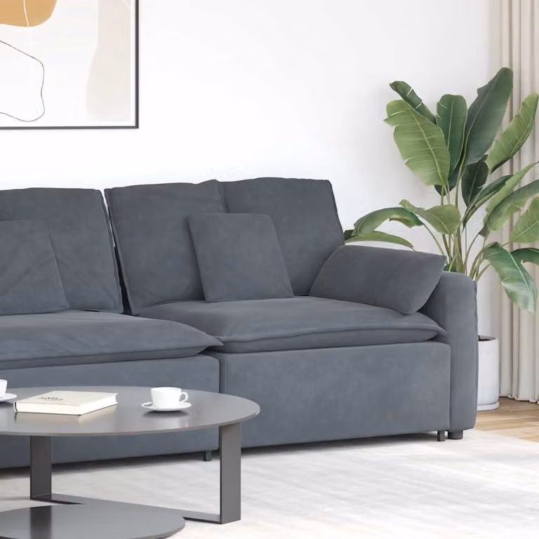 vidaXL Modulo Terminale Bracciolo per Divano Modulare con Cuscini, Grigio