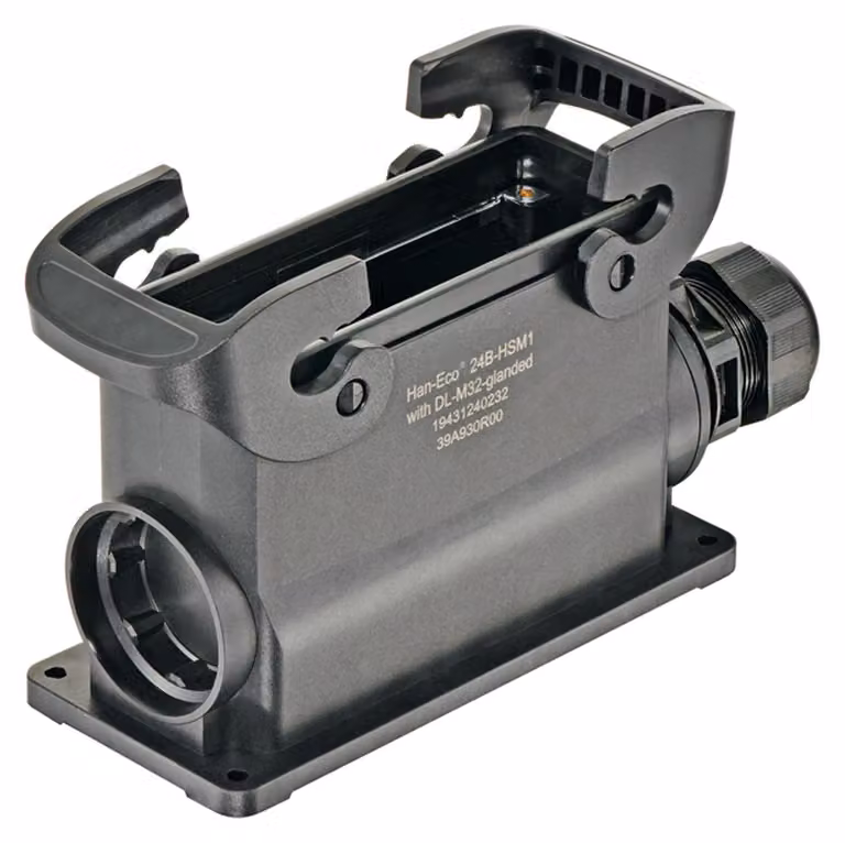 "Han ECO 24B custodia di base con pressacavo, 1xM32 uscita cavo laterale, con 2 staffe trasversali"
