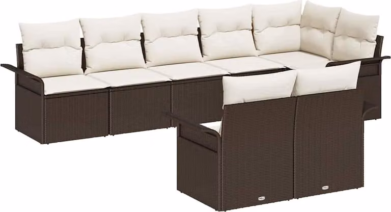 Set Divano da Giardino 8 pcs Marrone polyrattan