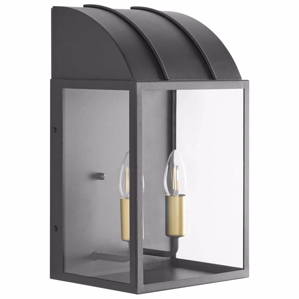 Set di 2 lampade da parete BELIANI in metallo nero e vetro trasparente, stile classico a lanterna per esterno e giardino, IP44 – 2