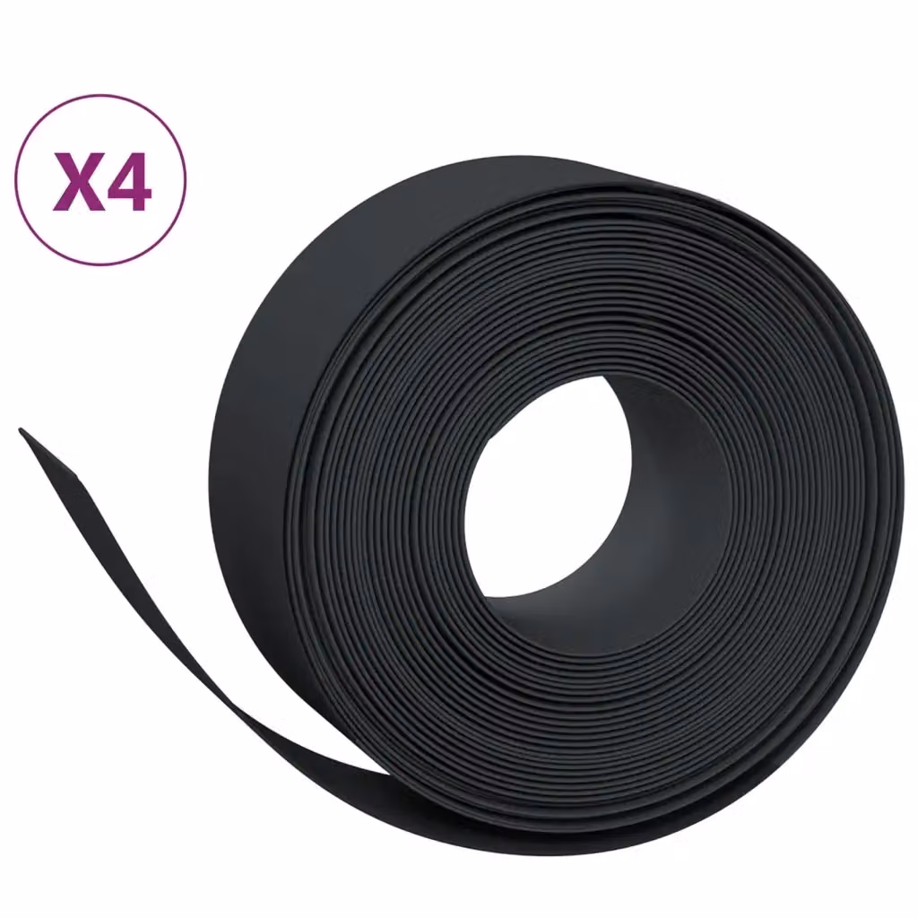 Bordature da giardino Videx in polietilene nere, confezione da 4 pezzi, L: 10 m, H: 20 cm – 2