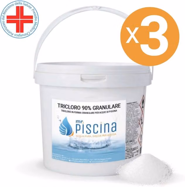 TRICLORO 90% GRANULARE per piscina, presidio medico chirurgico Quantità confezione: 3 confezioni