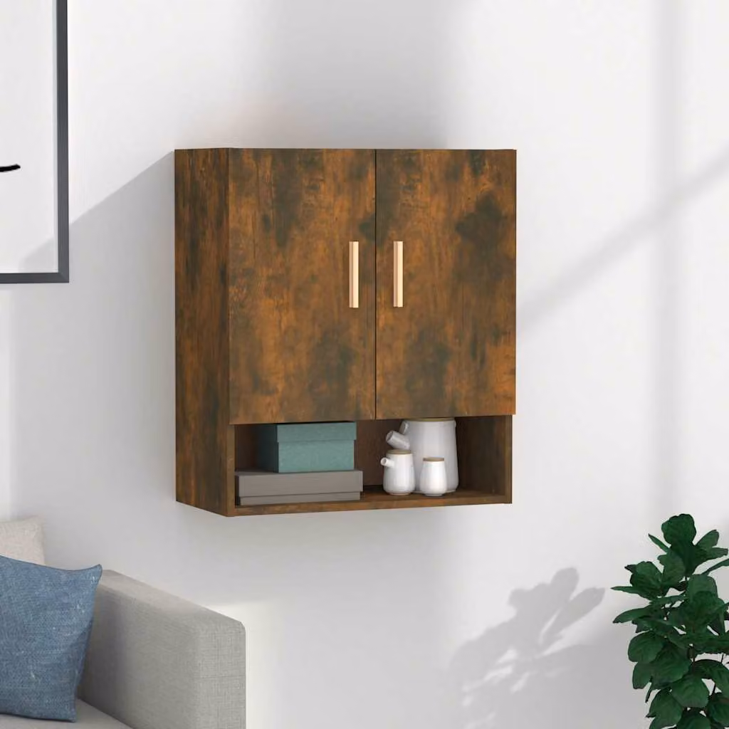 Armadietto a muro vidaXL in legno multistrato marrone, stile scandinavo, con ripiani interni e ante a battente, L: 60 cm, P: 31 cm, H: 70 cm