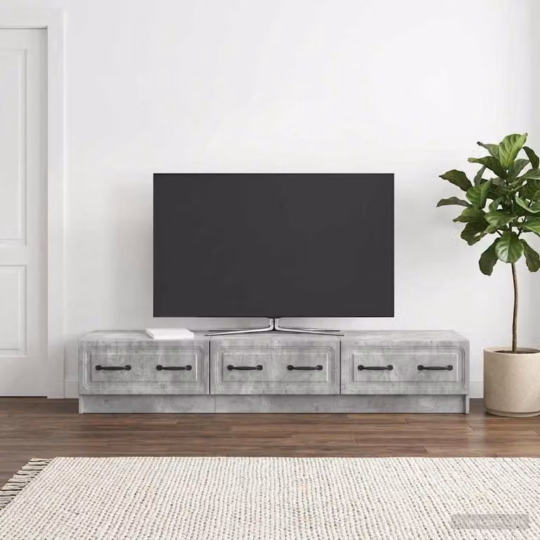 Mobile TV vidaXL Grigio con ruote e scomparti media, L 147 x P 34,5 x H 27 cm