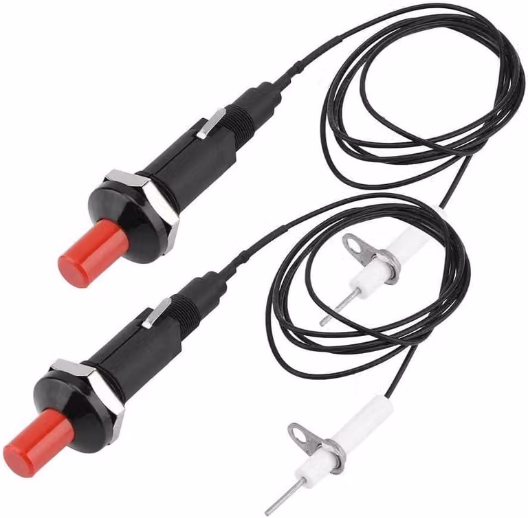 Kit di accensione piezoelettrica per barbecue a gas, composto da 2 pezzi, resistente al calore, ideale per l'uso in giardino e in campeggio